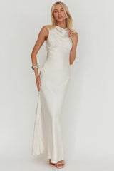 Cheers To You Cowl Back Maxi Dress Oyster