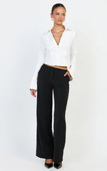 Zareena Top - Button Down Collar Shirt in White