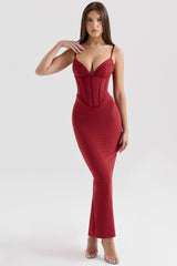 wine mesh bodycon maxi dress