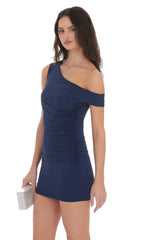 Off Shoulder Bodycon Dress in Navy