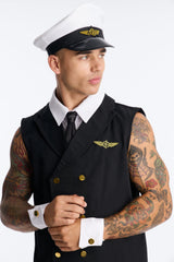 Airline Pilot 5 Piece Costume Set - Black/combo