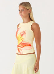 Jacqui Beaded Tank Top - Yellow