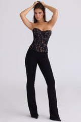 Black Floral Lace Boned Corset Top