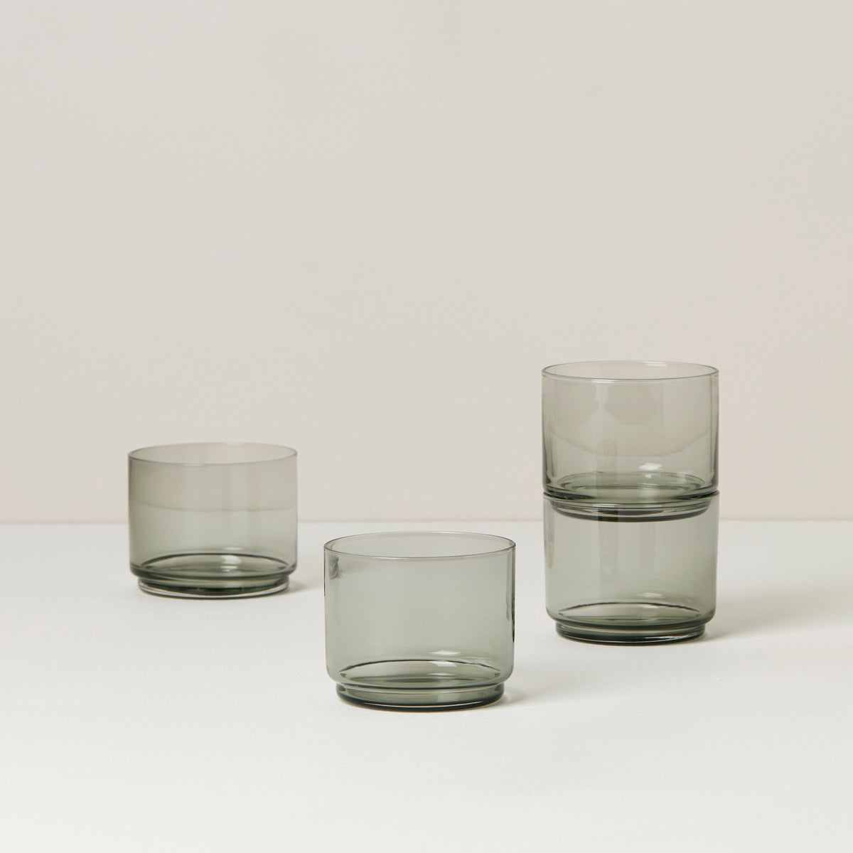 Tuscany Classics Stackable Smoke Short Glasses,  Set of 4