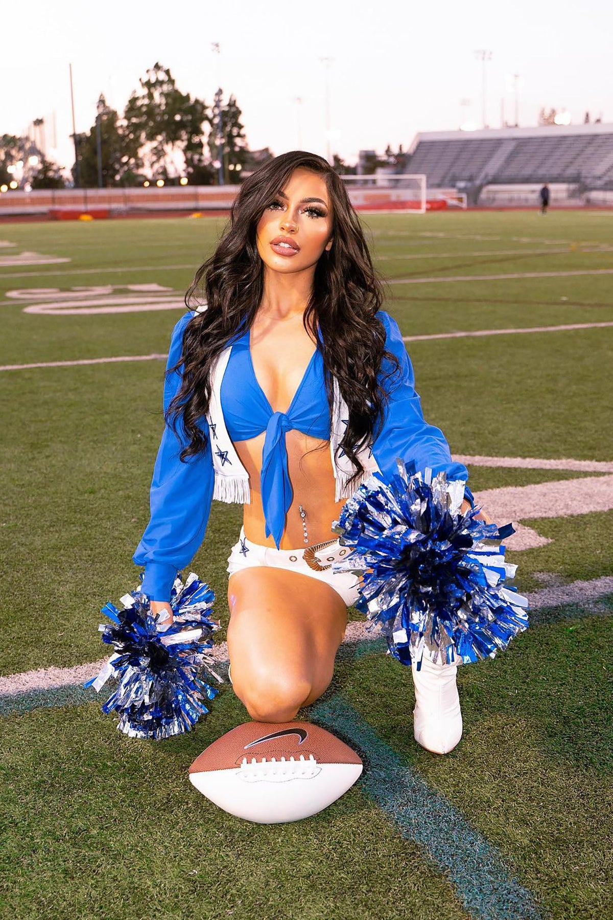 Go Team Cheerleader 4 Piece Costume Set - Blue/combo
