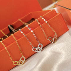 CHAINE DOUBLE H DIAMOND NECKLACE