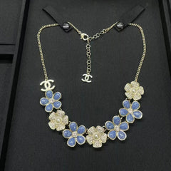 Chanel Flower Cruise 26 Blue Gold Necklace