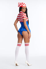 Find Me Babe 4 Piece Costume Set - Blue/combo