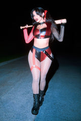 Sexy Toxic Villain 2 Piece Costume Set - Red/Black