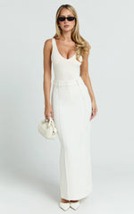 Stella Maxi Skirt - High Waisted Pencil Skirt in Stone