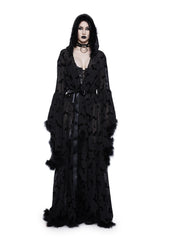 Witch You Were Here Marabou Robe - Black
