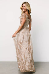 Corinne Shimmer Maxi Gown | Champagne