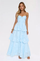 Frost Flare Strapless Maxi Dress Blue
