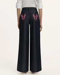 Seraphic Pink Crystal Back Wing  Jeans - Deep Thoughts Only
