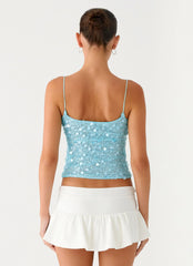 French Exit Sequin Top - Blue