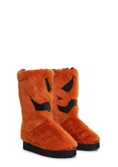Plush Pumpkin Slipper Boots