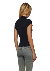 Olivia Button Collar Key Hole Baby Tee