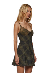 Sable Plaid Flare Mini Dress