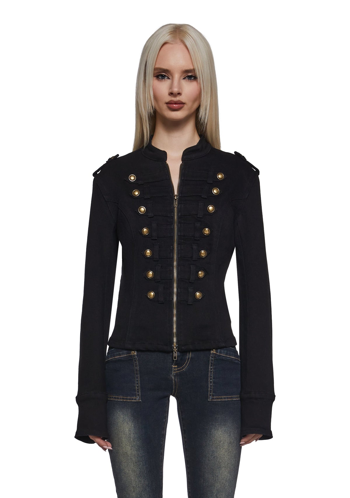 Military Parade Twill Jacket - Black