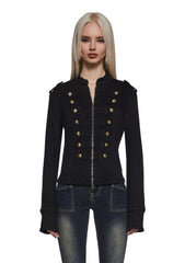 Military Parade Twill Jacket - Black
