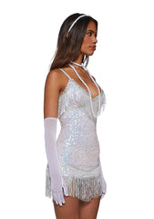 Flapper Silver Fringe Costume