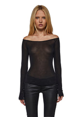 Avant Off The Shoulder Long Sleeve Top - Black