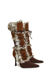 Delightful Kismet Faux Fur Boots - Brown