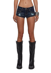 Triple O-Ring Distressed Micro Shorts