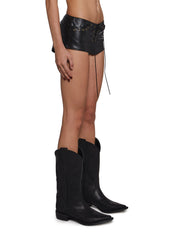 Come Dance Lace Up Micro Shorts - Black