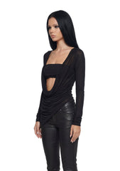 Analog Cowl Neck With Bandeau Top - Black