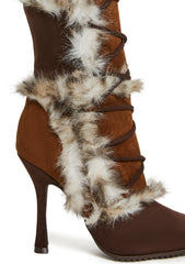 Delightful Kismet Faux Fur Boots - Brown