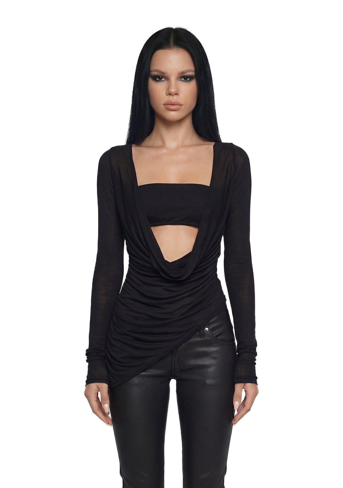 Analog Cowl Neck With Bandeau Top - Black