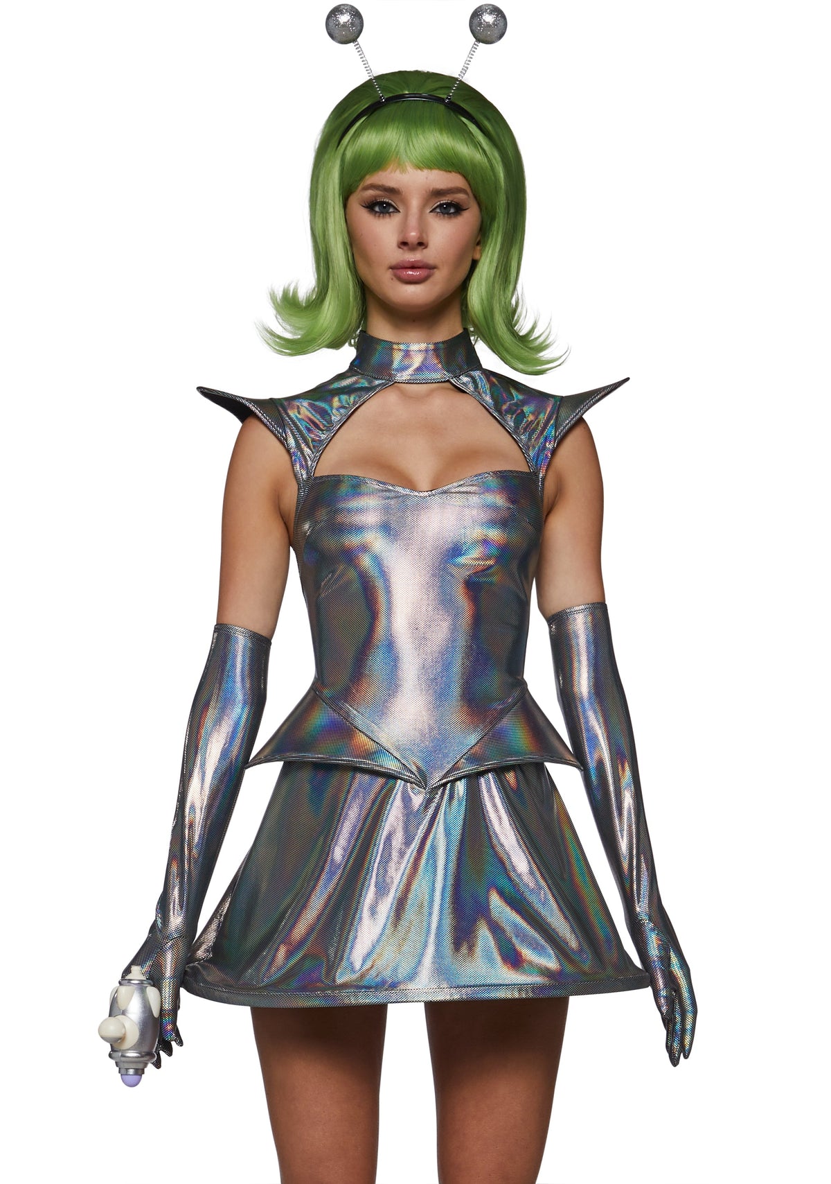 Retro Alien Girl Dress Costume - Silver