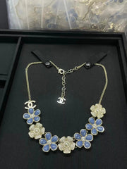 Chanel Flower Cruise 26 Blue Gold Necklace