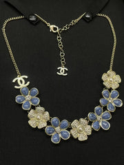 Chanel Flower Cruise 26 Blue Gold Necklace