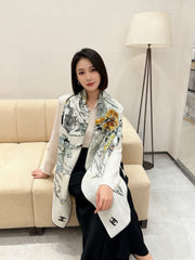 Chanel 26s Scarf 140 In Cashmere Silk 309324
