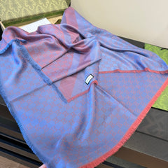 GG Scarf 140CM Blue Pink Twill Silk 293464