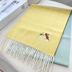 Loewe Scarf 180CM Yellow Gray Cashmere 924194