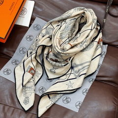 HM Starry Night Chorus Double-Sided Scarf 140cm Beige Silk Cashmere 143716