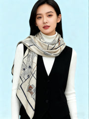 HM Starry Night Chorus Double-Sided Scarf 140cm Beige Silk Cashmere 143716