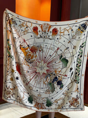 HM Starry Night Chorus Double-Sided Scarf 140cm White Silk Cashmere 143718