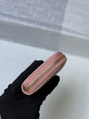 CC 26P Zipper Card Holder Light Pink Quited Caviar Leather