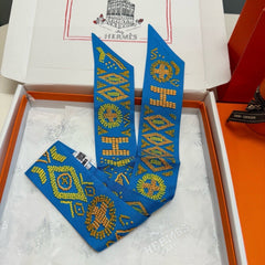 HM Twilly Mini Scarf 86CM Blue Mulberry Silk 969053