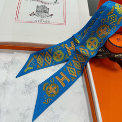HM Twilly Mini Scarf 86CM Blue Mulberry Silk 969053
