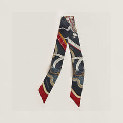 HM Twilly Mini Scarf 105 Creme Bleu Terracotta Silk Twill 153180