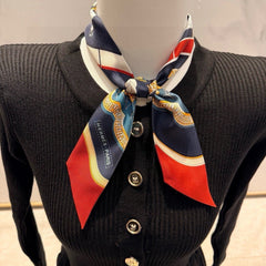 HM Twilly Mini Scarf 105 Creme Bleu Terracotta Silk Twill 153180