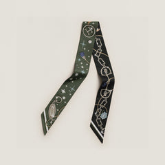 HM Twilly Mini Scarf 105 Dark Khaki Green Silk Twill 153186