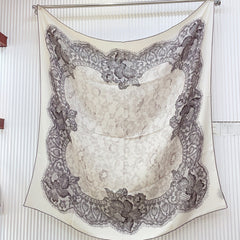 Loro Piana Double-sided Scarf White Grey Cashmere Silk 150383