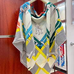 Mors a Jouets Chemise Shawl 140 CM In Colorful Silk And Cashmere 239531