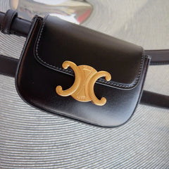 celin black calfskin belt bag triomphe gold buckle
